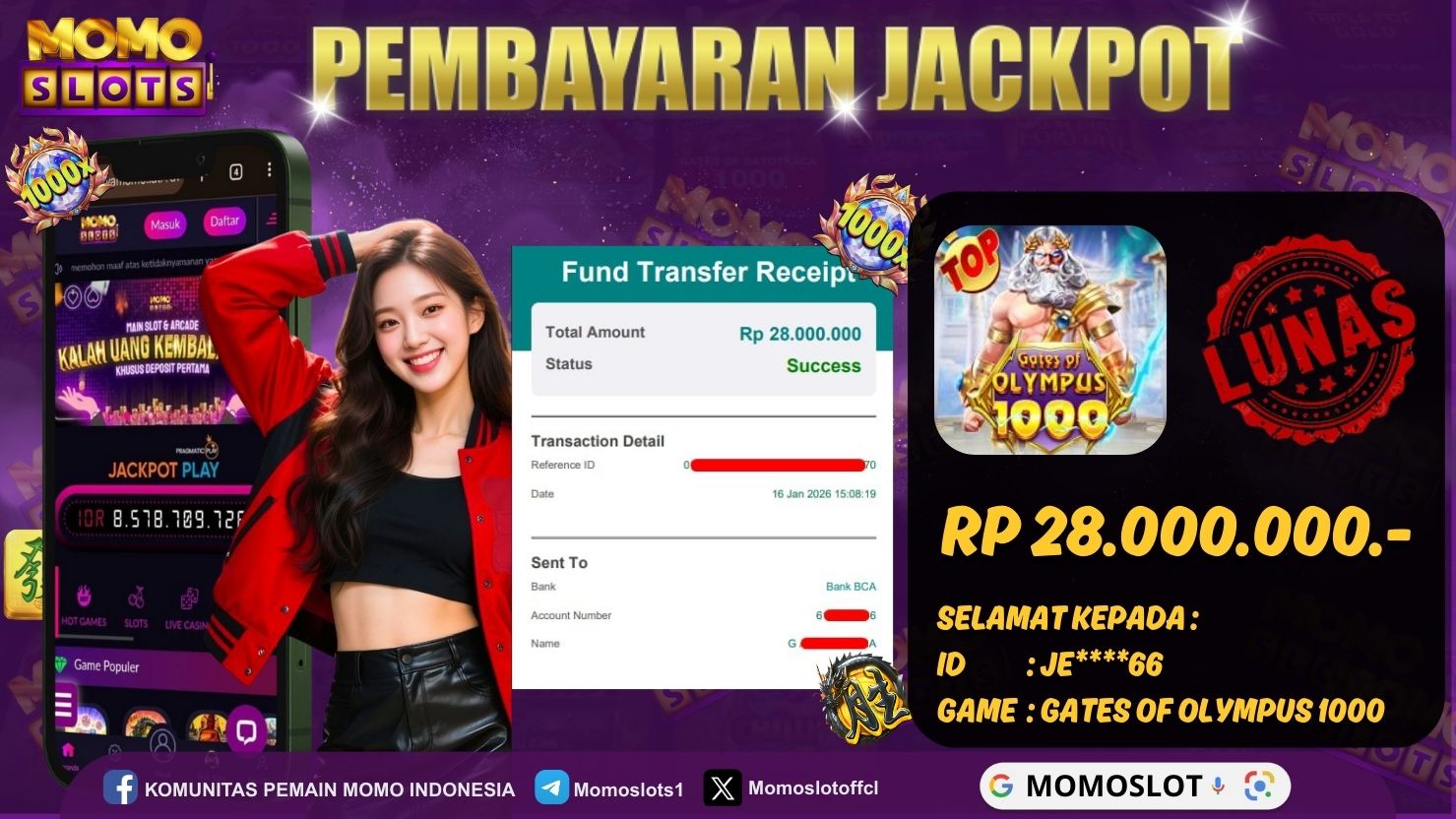 MOMOSLOTS JACKPOT SLOT GATES OF OLYMPUS 1000